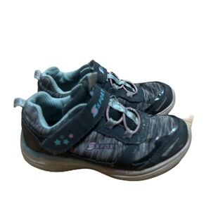 Skechers Sneakers Sz 10 Girls Gray Strap Closure Kids Toddler